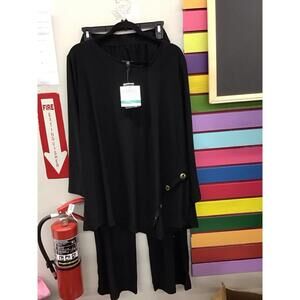 Antthony originals 2pc set asymmetrical with gold buttons black size 3X new HSN